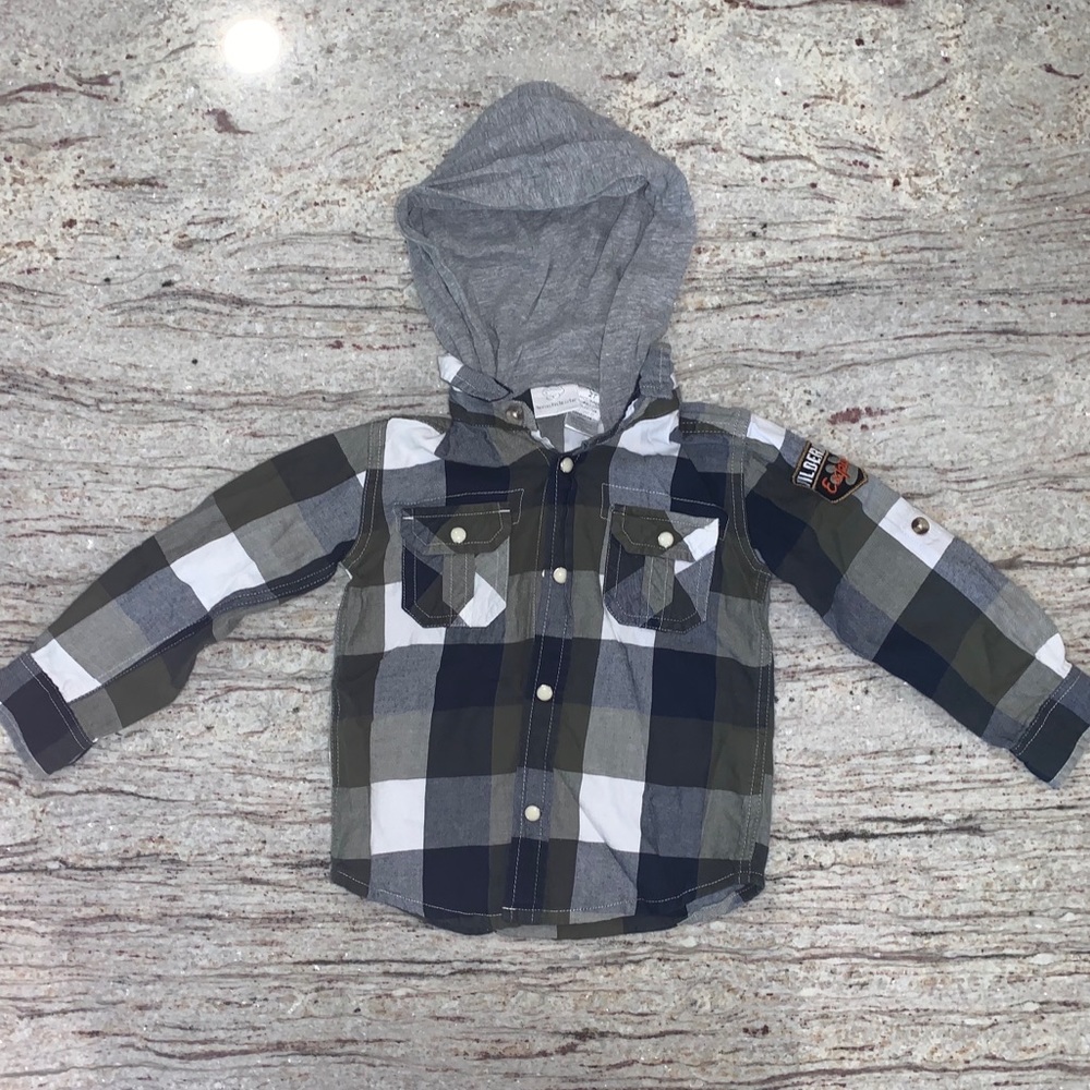 Koala kids hooded button down flannel